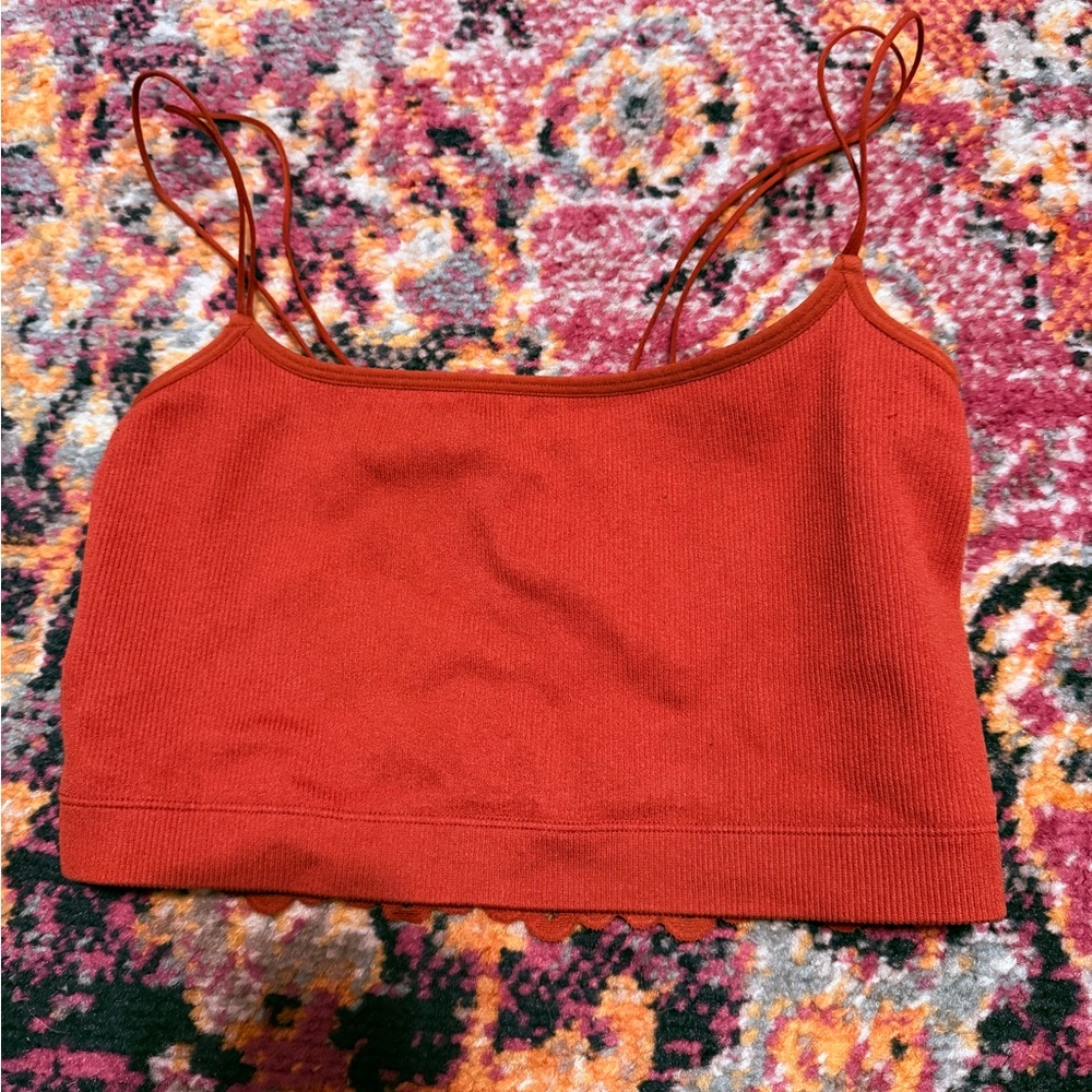 Free People Red Sleeveless Crop Camisole